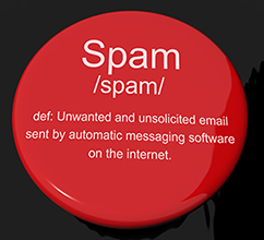 Spam Definition Button Shows Unwanted And Malicious Email